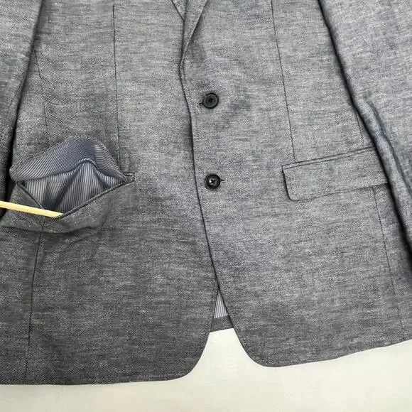 Banana Republic Mens Blazer Jacket Gray 2-Button Single Breasted Long‎ Sleeve - Picture 4 of 10